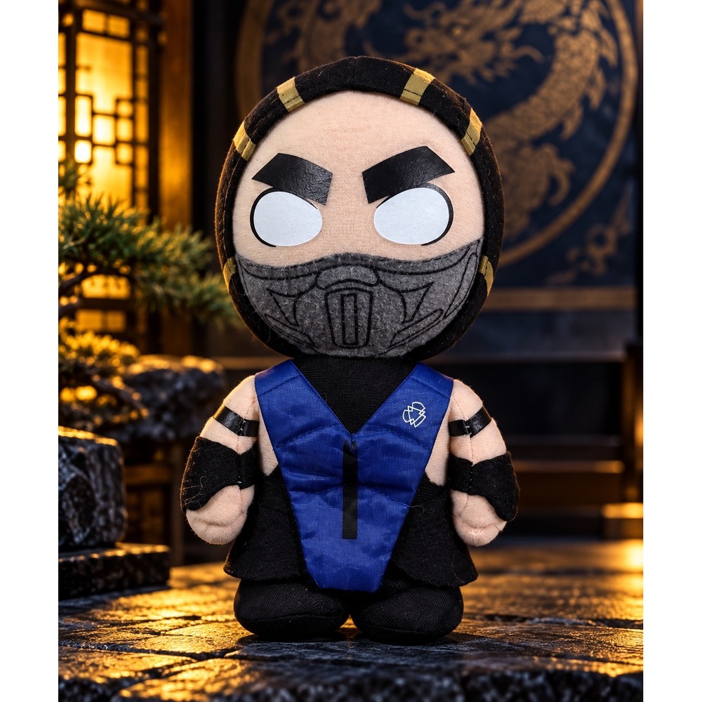 Mortal Kombat Sub-Zero Plush 8 Inch Stuffed Figure Blue Black Ninja Gamer Gift